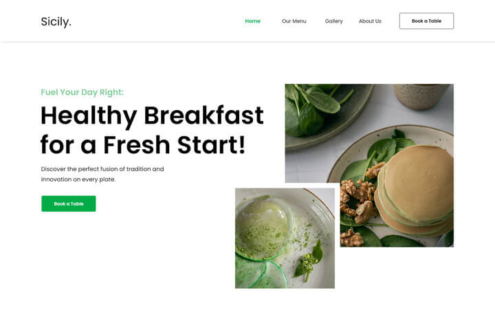 Banner showcasing a restaurant website example