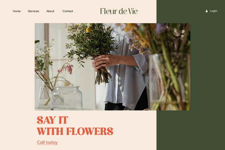 Banner showcasing a flower shop website example