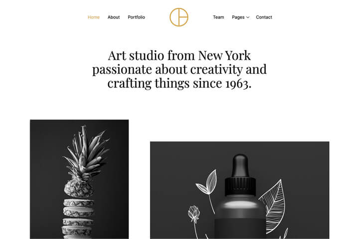 Banner showcasing an art studio website example