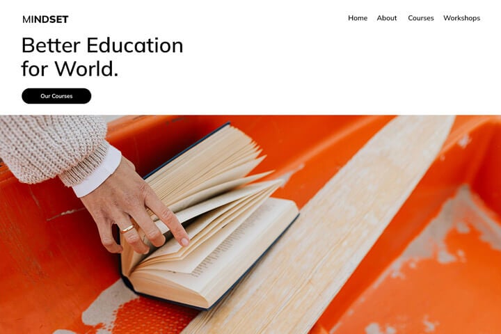 Banner showcasing an education website example