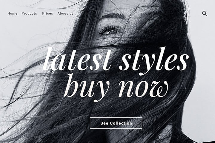 Banner showcasing a fashion website example