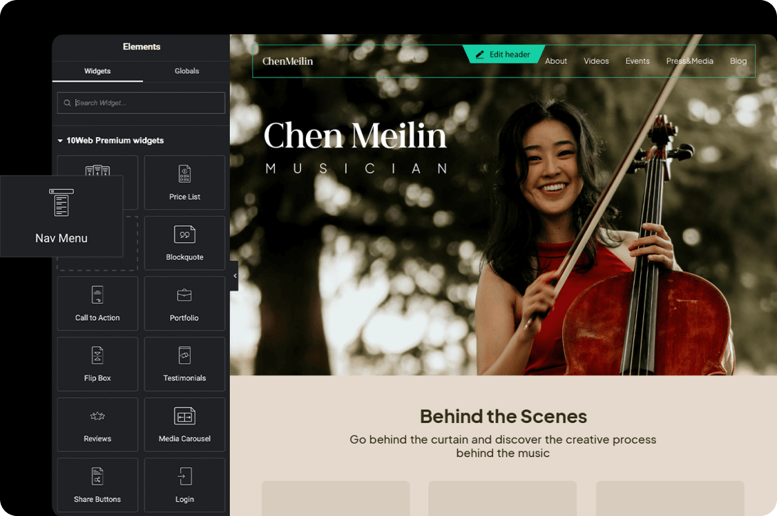 Illustration representing website widgets in the editor